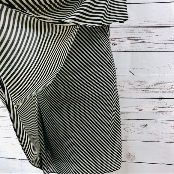 H by Halston Asymmetrical One Shoulder Flowy Draped Striped Cocktail Dress XL - Picture 3 of 8